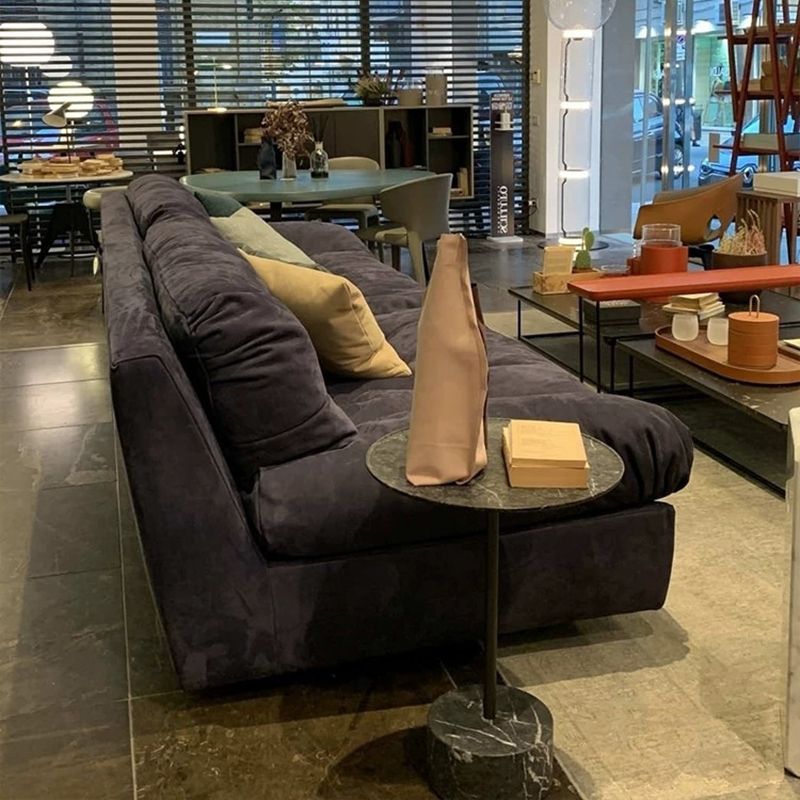 モダンスタイルの松の素材ベースクロスアート＆ディアスキンブルー長方形のアームレストソファ