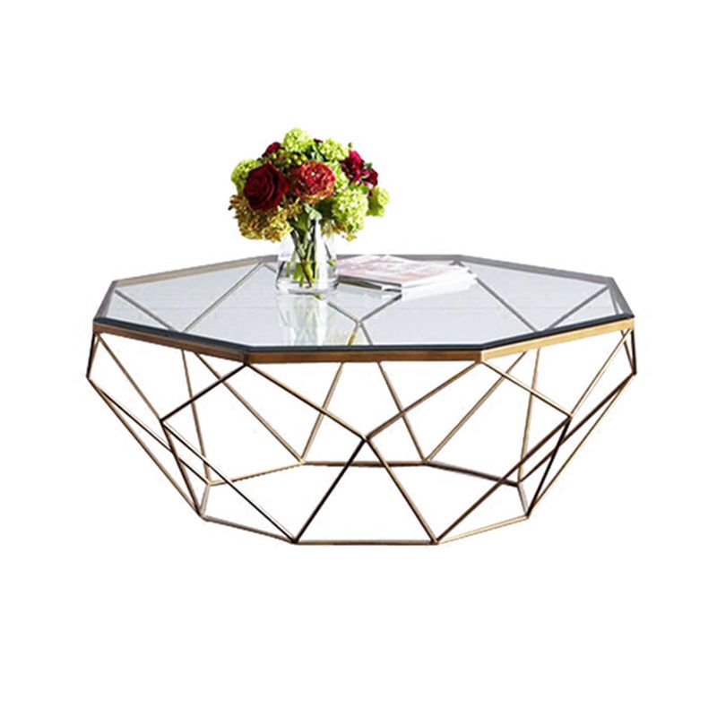 グラスコーヒーテーブル17.72 "Hリビングルーム用のフレームカクテルテーブル