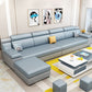 Contemporary Reversible Sectional Linen/Faux Leather Sofa with Ottoman for Four People Clearhalo 'furn' 'furn_sectionals' 'Furniture' 'furniture_sectionals' 'Living Room Furniture' 'Sectionals' 1200x1200_075ba1b0-1f03-4f21-8d27-028f59f8d66e