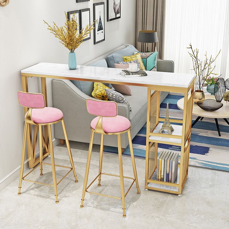 Table à vin de comptoir en marbre avec rangement Table de pub de hauteur de bar blanc de rangement pour boutique