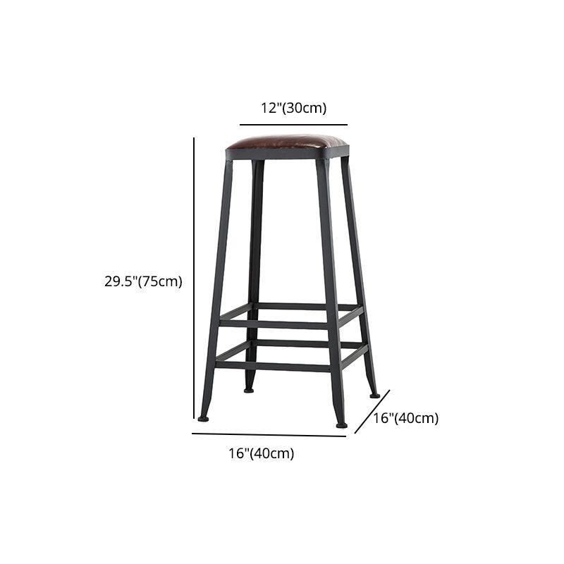 Industrial Leather Bar and Counter Stool Square Stool with 4 Legs Clearhalo 'Bar Furniture' 'Bar Stools' 'bar_stools' 'furn' 'furn_bar_stools' 'Furniture' 'Kitchen & Dining Furniture' 1200x1200_075d8d6b-0319-448d-bc43-f835e12bae7e