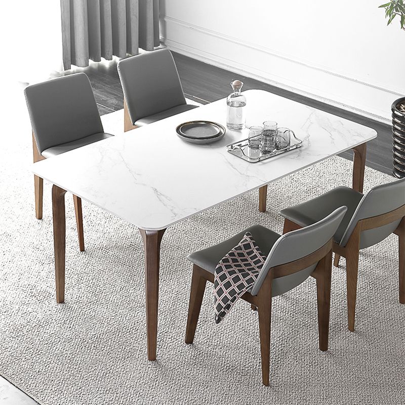 Contemporary Fixed Sintered Stone Dining¬†Room¬†Table¬†with 4 Solid Wood Legs Kitchen Dining Set Clearhalo 'Dining Room Sets' 'Dining Tables & Seating' 'dining_room_set' 'Furniture' 'furniture_dining_room_set' 'Kitchen & Dining Furniture' 'kitchen&dining_furn' 'kitchen' 1200x1200_075e6698-f52d-43ee-baef-4bc907da078e