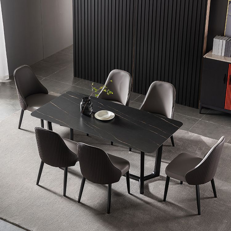 Mid-Century Modern Dining Table Black Rectangle Sintered Stone Dining Table Clearhalo ' dining_table' 'Dining Tables & Seating' 'Dining Tables' 'furn' 'furn_dining_table' 'Furniture' 'furniture_dining_table' 'Kitchen & Dining Furniture' 'kitchen&dining_furn' 'kitchen' 'kitchen_dining_table' 1200x1200_07606c55-e827-4853-b228-d6995c0fb69e