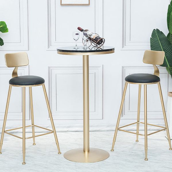 Bartisch aus massivem Holz, Gold- und Metallbasis, Bartisch für Küche, Wohnzimmer, Kaffeezimmer