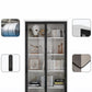 14.9" Wide Whit Bookcase Modern Stainless Steel and Glass Book Shelf With Doors