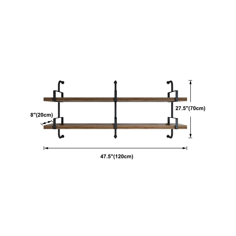 Contemporary Pine Solid Wood Bookcase Wall Mounted Metal Frame Closed Back Bookshelf Clearhalo 'Bookcases' 'furn' 'furn_bookcases' 'Furniture' 'Office Furniture' 1200x1200_0764e6e8-65f0-48b7-937b-4137c0c5b1fc