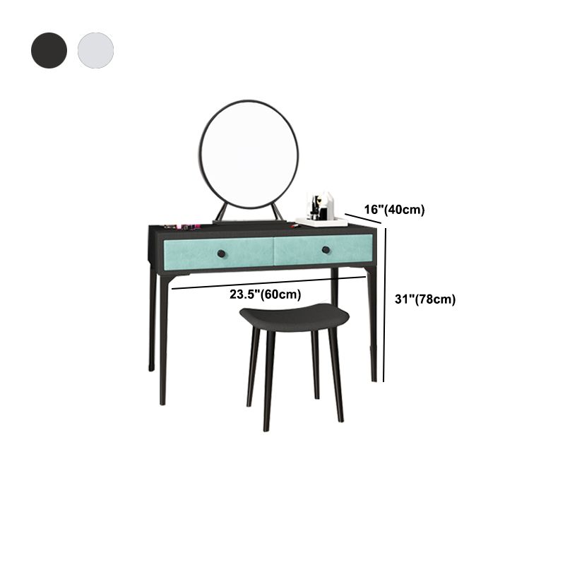 Metall -Waschtisch mit Stuhl und Spiegel in schwarz/weißer Waschtisch