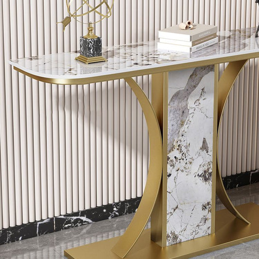 Tabella della console in pietra larga 11,8 "Tabella resistenti a mezza luna tavolino