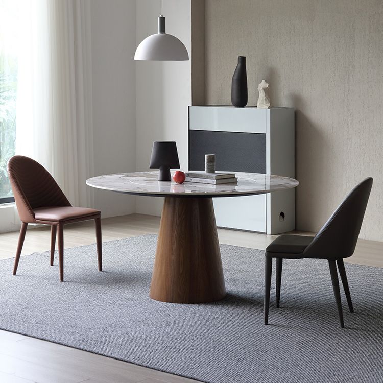 Modern Ashwood Dinette Set 1/3/4/5/7 Pieces Round Dining Table Set with Sintered Stone Top Clearhalo 'Dining Room Sets' 'Dining Tables & Seating' 'dining_room_set' 'furn' 'furn_dining_room_set' 'Furniture' 'furniture_dining_room_set' 'Kitchen & Dining Furniture' 1200x1200_07680a8e-2cb3-4392-9c75-f6475da0b66e