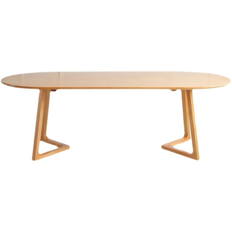 Modern Simple Solid Wood Table for Restaurant Oval Table with Double Pedestal