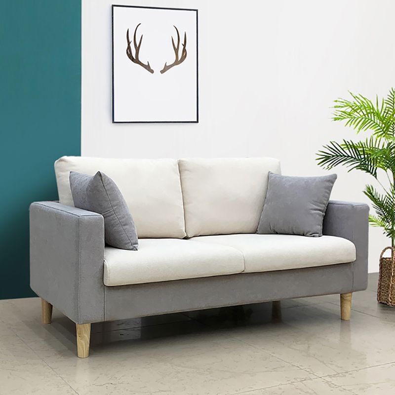 Linen Modern Standard Sofa 25.5"W Square Arm Sofa with Bolster Pillows for Living Room Clearhalo 'furn' 'furn_sofas' 'Furniture' 'furniture_sofas' 'Living Room Furniture' 'Sofa' 'sofas' 1200x1200_0770a0c1-1ad1-4e4c-a5fa-13e61726604a