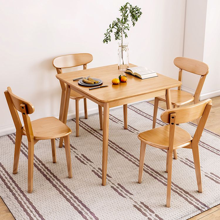 Modern Square Natural Rubberwood Space Saving Dining Table with 4 Legs Clearhalo 'Dining Tables & Seating' 'Dining Tables' 'dining_table' 'furn' 'furn_dining_table' 'Furniture' 'Kitchen & Dining Furniture' 1200x1200_0770deac-6957-4d6c-be60-c12a91b52439