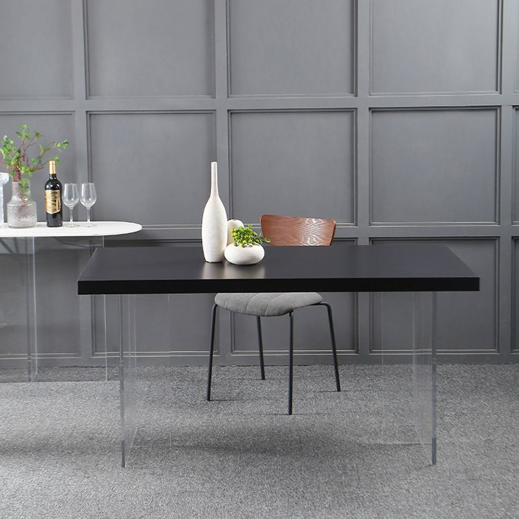 Transparent Base Double Pedestal Table Modern Stone Top Dinner Table Kitchen Home Clearhalo 'Dining Tables & Seating' 'Dining Tables' 'dining_table' 'furn' 'furn_dining_table' 'Furniture' 'furniture_dining_table' 'Kitchen & Dining Furniture' 'kitchen' 'kitchen_dining_table' 1200x1200_077180bc-3505-4455-a9d7-913109b5d1ff