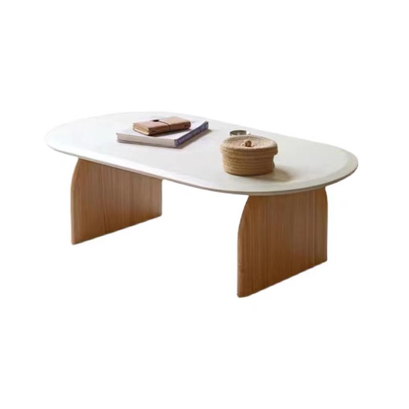 Modern 2 Legs Wooden Coffee Table Oval White Top Cocktail Table Clearhalo 'Coffee & Accent Tables' 'Coffee Tables' 'coffee_tables' 'furn' 'furn_coffee_tables' 'Furniture' 'Living Room Furniture' 1200x1200_07741a8a-dc89-452f-8baf-ac2c67681e9b