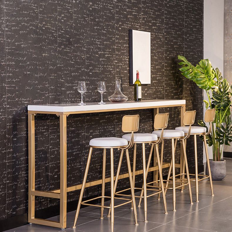 White Glam Style Bar Table Wood Rectangular Bar Table with Metal Base Clearhalo 'Bar Furniture' 'Bar Tables' 'bar_tables' 'furn' 'furn_bar_tables' 'Furniture' 'furniture_bar_tables' 'Kitchen & Dining Furniture' 1200x1200_07744f52-876d-4780-9422-d93702f0570b