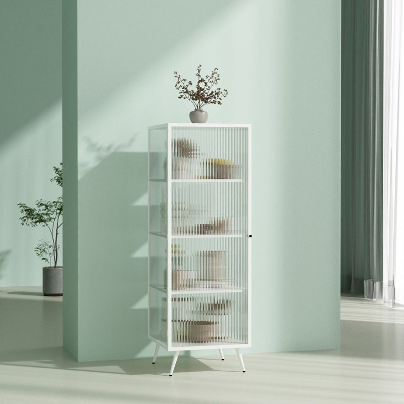 Panneau latéral en métal et en verre 53 "H Modern Minimalist Home Rectangular Batchard avec porte