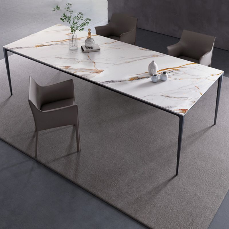 Metal Base Rectangle Dining Table Sintered Stone Table with 4 Legs Clearhalo 'Dining Tables & Seating' 'Dining Tables' 'dining_table' 'Furniture' 'furniture_dining_table' 'Kitchen & Dining Furniture' 'kitchen' 'kitchen_dining_table' 1200x1200_07779a28-317e-4091-a48b-573124289f3b