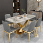 Glam Rectangle Stone Table Set 1/4/5/7 Pieces Dining Set for Kitchen