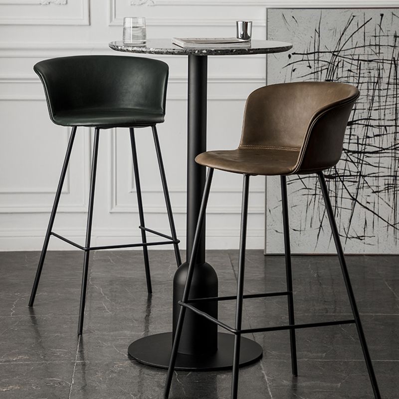 Industrial Style Bar-stool PU Leather Counter Bar Stool with Metal Legs Clearhalo 'Bar Furniture' 'Bar Stools' 'bar_stools' 'furn' 'furn_bar_stools' 'Furniture' 'furniture_bar_stools' 'Kitchen & Dining Furniture' 1200x1200_07786f44-9632-4815-9387-484317391fe7
