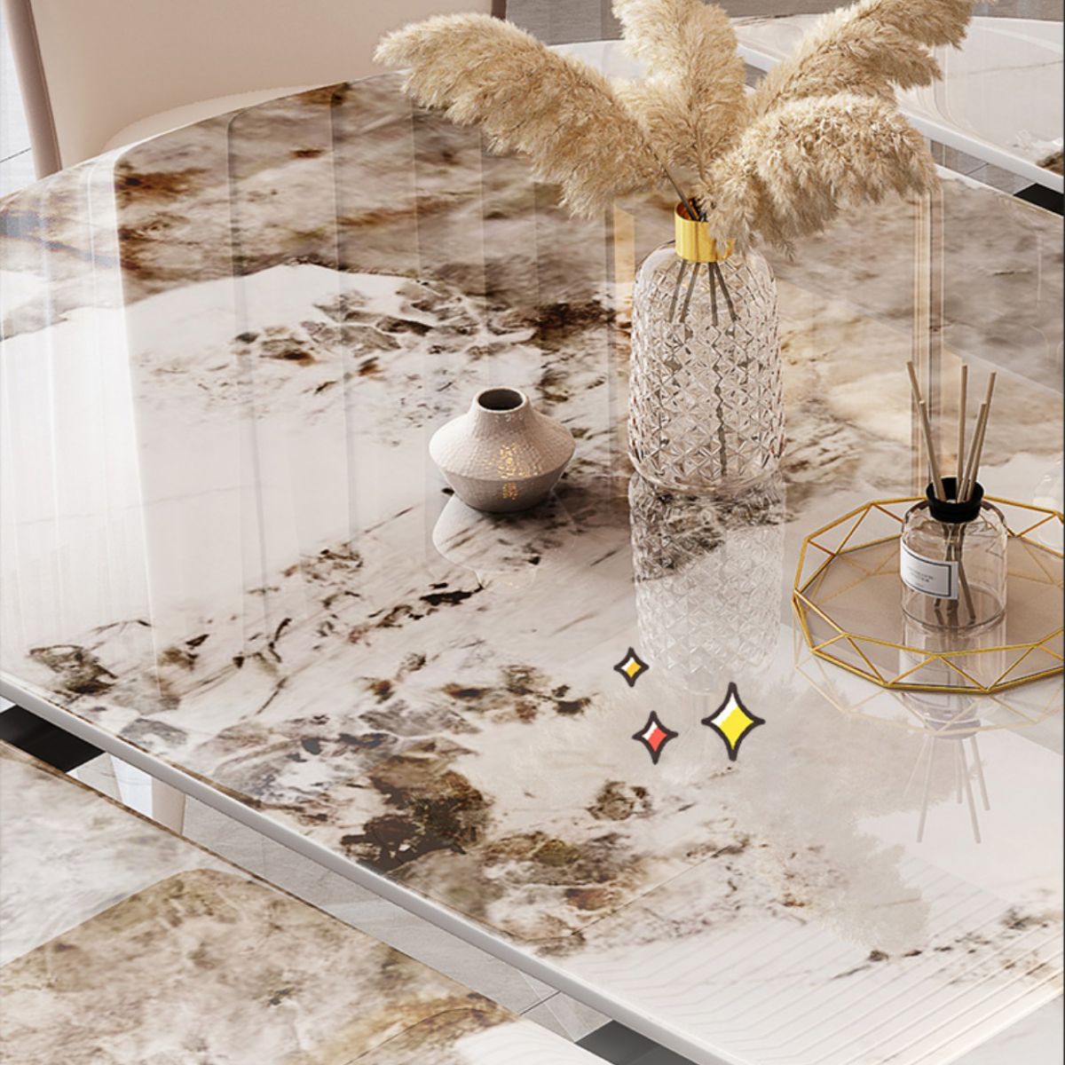 Mesa de piedra sinterizada mesa de comedor de pedestal para la cena de cocina en casa