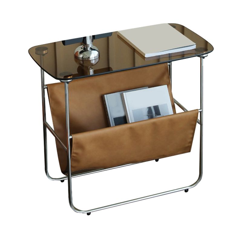 Tabella superiore in vetro rettangolare 26.38 "W x 14.96" D x 23.23 "TABELLO DI FINE H con scaffale