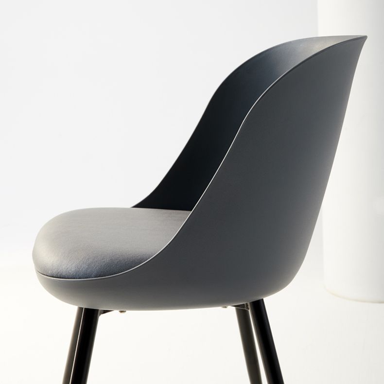 Leather Upholstered Armless Dining Chairs Solid Back Side Chairs with Metal Legs Clearhalo ' kitchen&dining_furn' 'Dining Chairs' 'Dining Tables & Seating' 'dining_chair' 'furn' 'furn_dining_chair' 'Furniture' 'furniture_dining_chair' 'Kitchen & Dining Furniture' 'kitchen' 1200x1200_077b7767-b295-4e9e-8cbc-5c3ee9146877