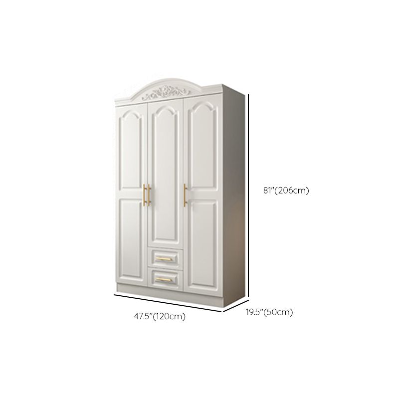 French Country White Wardrobe Armoire Engineered Wood Wardrobe Closet Clearhalo 'Armoires & Wardrobes' 'armoires_wardrobes' 'Bedroom Furniture' 'furn' 'furn_armoires_wardrobes' 'Furniture' 1200x1200_077beeb0-26f4-4977-903b-5b54e1dfc857
