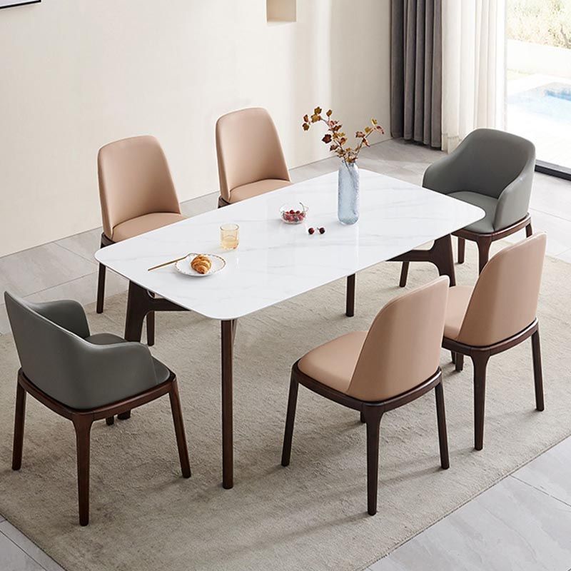 Mitte des Jahrhunderts Rechteck Esstisch Weißer Stein Top Stativ Basis Esstisch