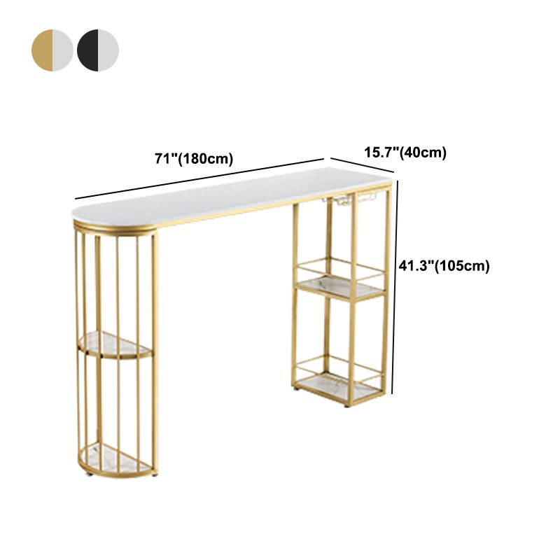 Glam Marble Counter Table with Specialty Top Double Pedestal Table - 42" H Clearhalo 'Bar Furniture' 'Bar Tables' 'bar_tables' 'furn' 'furn_bar_tables' 'Furniture' 'furniture_bar_tables' 'Kitchen & Dining Furniture' 1200x1200_077d60a2-f6b4-4f50-b615-485b40e34011