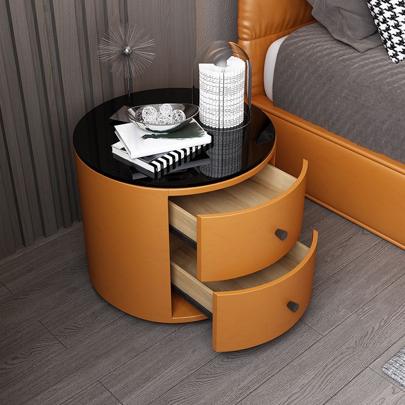 Mesa de vidrio de gabinete moderno y madera de goma para dormitorio