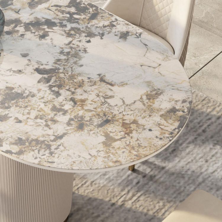 Traditional Luxury Sintered Stone Top Dining Table in White Oval Table with Double Pedestal Clearhalo ' dining_table' 'Dining Tables & Seating' 'Dining Tables' 'furn' 'furn_dining_table' 'Furniture' 'furniture_dining_table' 'Kitchen & Dining Furniture' 'kitchen&dining_furn' 'kitchen' 'kitchen_dining_table' 1200x1200_077eac82-2fb3-4cc8-b470-70f5daa47b6e
