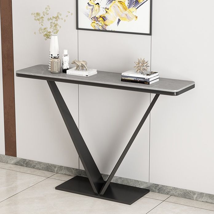 Console rettangolare contemporanea Tavolo con base di piedistallo di ferro nero per Hall