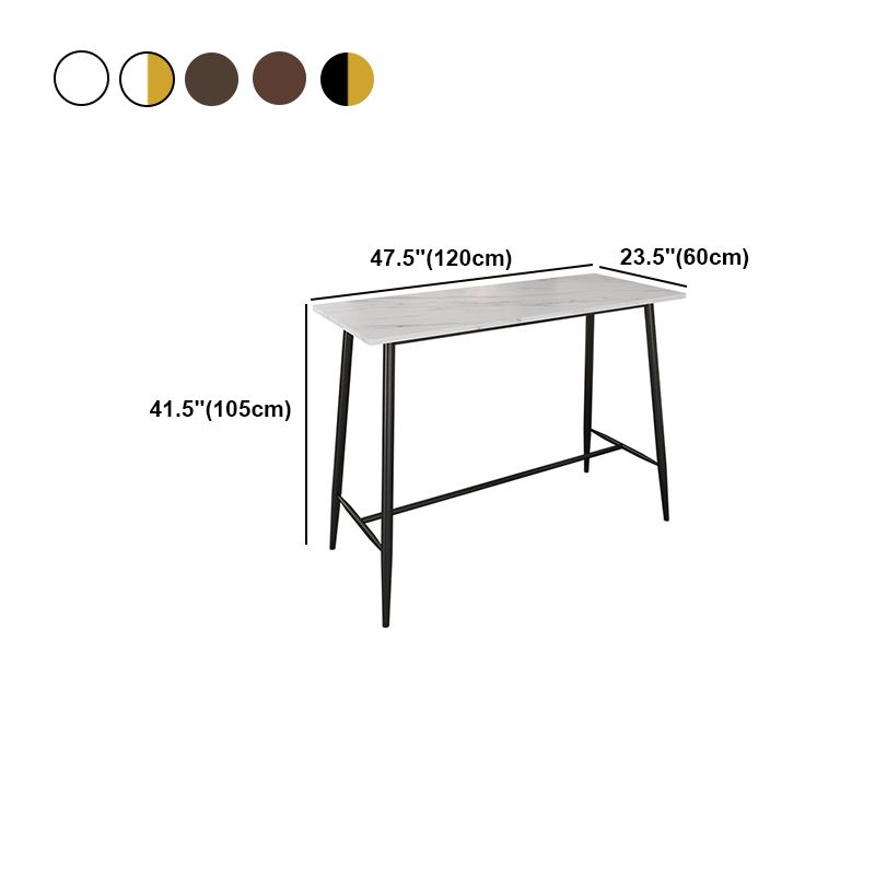 Modern Marble Pub Table with Rectangle Table Top Black Trestle Table - 42" H Clearhalo 'Bar Furniture' 'Bar Tables' 'bar_tables' 'furn' 'furn_bar_tables' 'Furniture' 'furniture_bar_tables' 'Kitchen & Dining Furniture' 1200x1200_077fb145-835a-4800-be5b-4e859a246a73