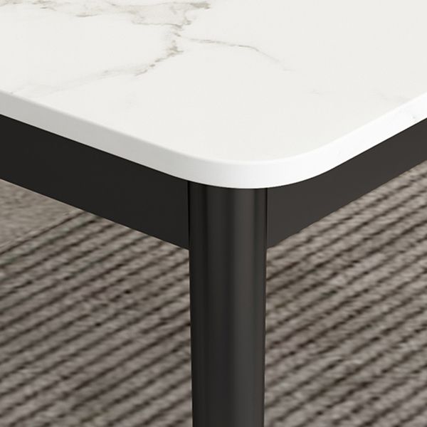 Modern Style Sintered Stone Dining Table White Rectangle Table with Metal Base for Home Use Clearhalo ' dining_table' 'Dining Tables & Seating' 'Dining Tables' 'furn' 'furn_dining_table' 'Furniture' 'furniture_dining_table' 'Kitchen & Dining Furniture' 'kitchen&dining_furn' 'kitchen' 'kitchen_dining_table' 1200x1200_07800119-5b3c-4014-af11-ee4547771cf7
