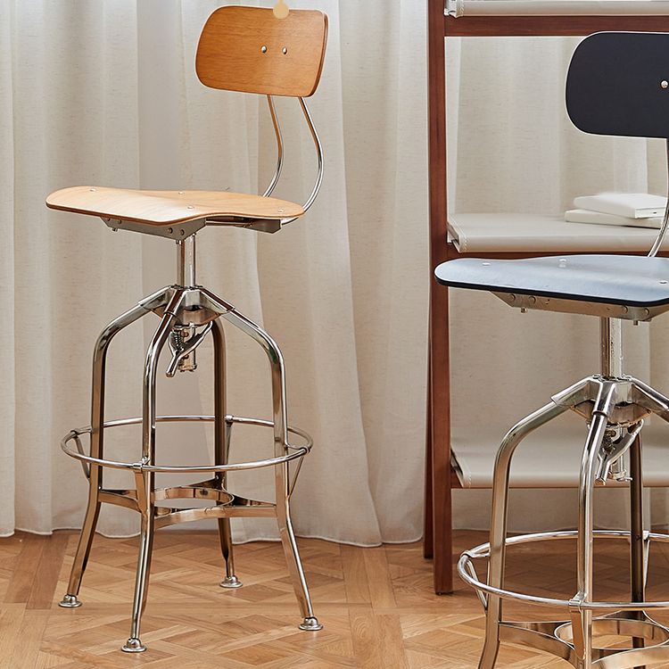 Industrial Metal Bar Stools Swivel Adjustable Height Bar Stool with Footrest Clearhalo 'Bar Furniture' 'Bar Stools' 'bar_stools' 'furn' 'furn_bar_stools' 'Furniture' 'Kitchen & Dining Furniture' 1200x1200_0780b970-178f-4601-89c9-9b00c1976475