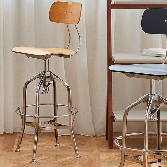 Industrial Metal Bar Stools Swivel Adjustable Height Bar Stool with Footrest Clearhalo 'Bar Furniture' 'Bar Stools' 'bar_stools' 'furn' 'furn_bar_stools' 'Furniture' 'Kitchen & Dining Furniture' 1200x1200_0780b970-178f-4601-89c9-9b00c1976475