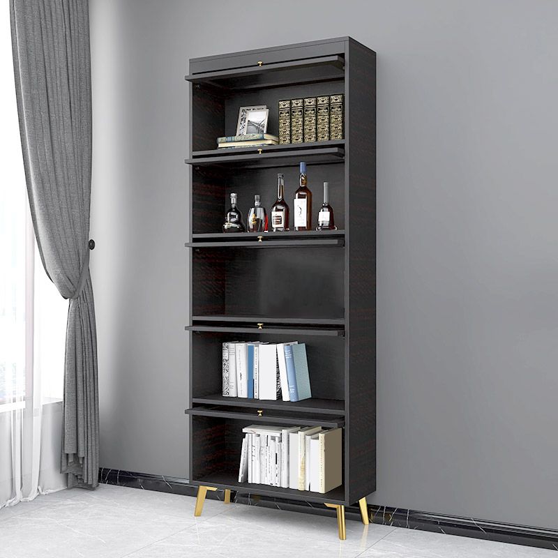 Modern 11.81" W Wooden Side Cabinet with Glass Doors in Black Clearhalo 'Cabinets & Chests' 'cabinets_chests' 'furn' 'furn_cabinets_chests' 'Furniture' 'Living Room Furniture' 1200x1200_07816987-427b-4176-9cfd-aa09f7dca8e8