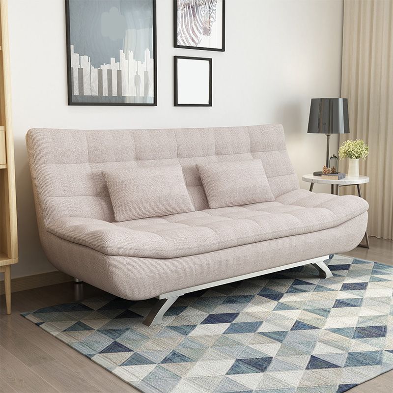 Contemporary Linen Armless Sleeper Sofa Convertible Sofa for Living Room