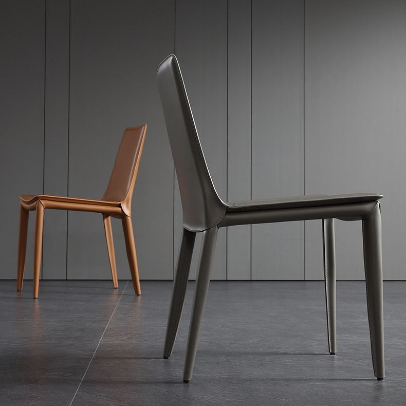 Leather Contemporary Modern Indoor-Outdoor Side Chair Solid Back Chair Clearhalo 'Dining Chairs' 'Dining Tables & Seating' 'dining_chair' 'furn' 'furn_dining_chair' 'Furniture' 'furniture_dining_chair' 'Kitchen & Dining Furniture' 1200x1200_0785726c-b606-452b-a45d-0e387996a619