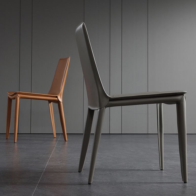 Designer Style Anteroom Solid Back Side stoel Matte afwerking Lederen eetkamerstoel