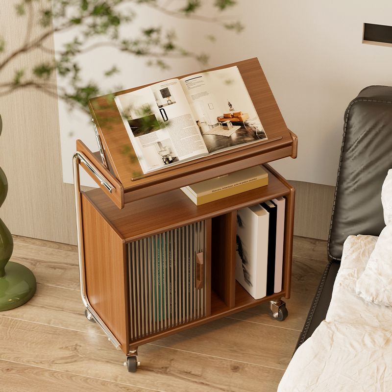 Mid eeuwen Moderne bijzettafeltje Dubbele laag houten accent bijzettafel met plank