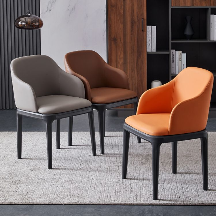 Faux Leather Contemporary Dining Room Chair Metallic Finish Solid Back Dining Chair Clearhalo ' kitchen&dining_furn' 'Dining Chairs' 'Dining Tables & Seating' 'dining_chair' 'Furniture' 'furniture_dining_chair' 'Kitchen & Dining Furniture' 'kitchen' 1200x1200_078900f2-6fea-4016-80bc-bfc71ea49181