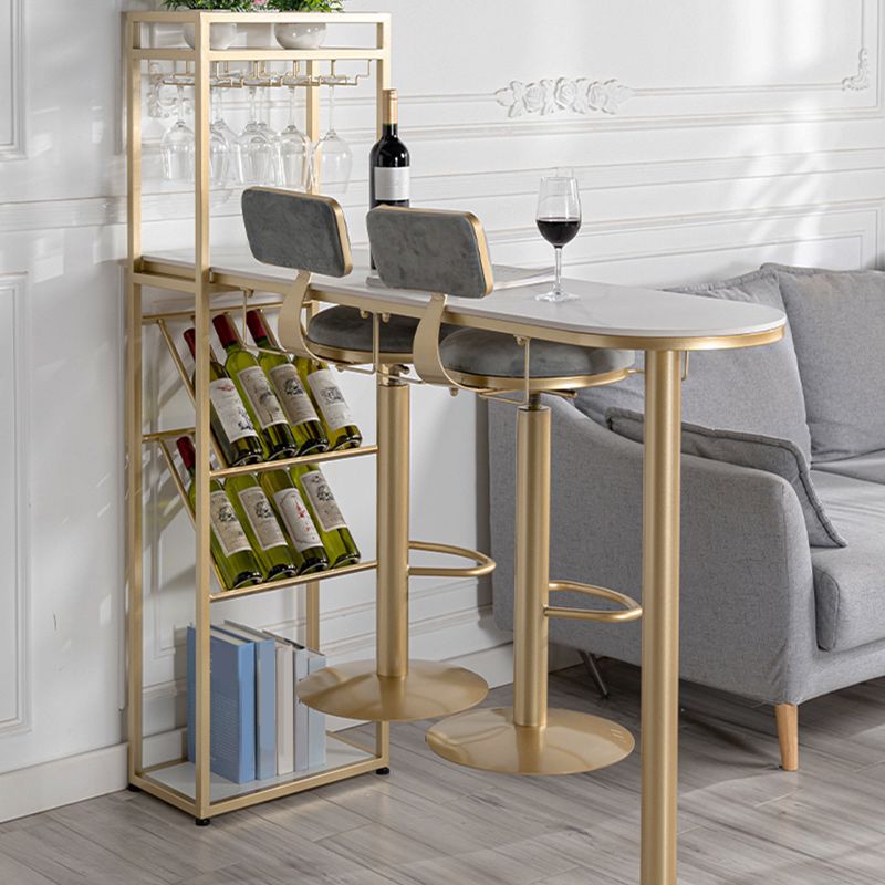 Glam Style Storage Bar Table 42-inch Height Stone Top Pub Table Clearhalo 'Bar Furniture' 'Bar Tables' 'bar_tables' 'furn' 'furn_bar_tables' 'Furniture' 'Kitchen & Dining Furniture' 1200x1200_078aa06f-c685-4950-8fdf-0dfe6617aad0
