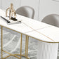 Mesa de bar de piedra sinterizada moderna, mesa de comedor con base metálica para cocina y sala de estar