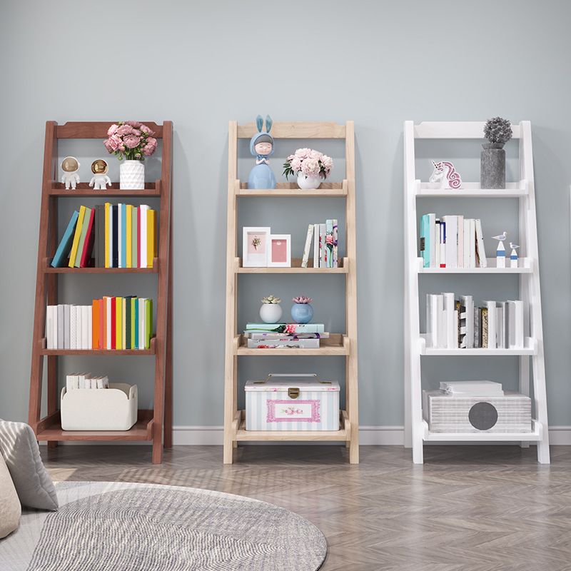 4 estanterías de estantería de escalera de madera moderna 55.1 "H x 14.2" W