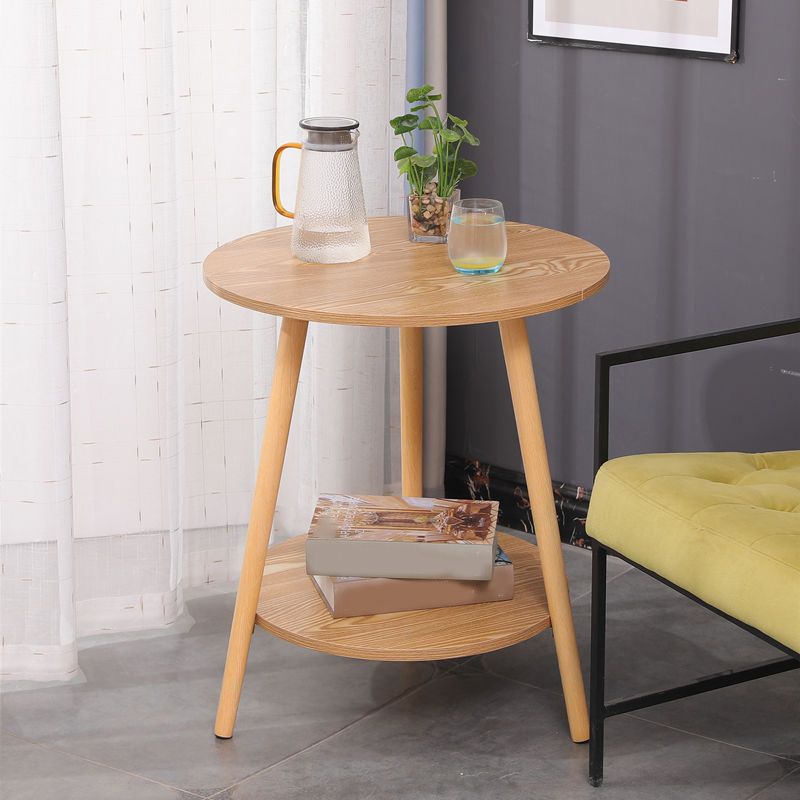 Mesa moderna de 3 piernas Mesa de madera maciza redonda de madera maciza para sala de estar