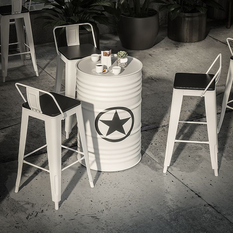 1/3/4 Pieces Industrial Bar Stool and Table Set White Iron Bar Set