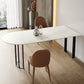 Modern Stone Top Oval Dinette Table Metal Base Dining Table in White Clearhalo 'Dining Tables & Seating' 'Dining Tables' 'dining_table' 'furn' 'furn_dining_table' 'Furniture' 'furniture_dining_table' 'Kitchen & Dining Furniture' 1200x1200_078e6a7c-b0fb-46d5-a150-d82f0496d3bd