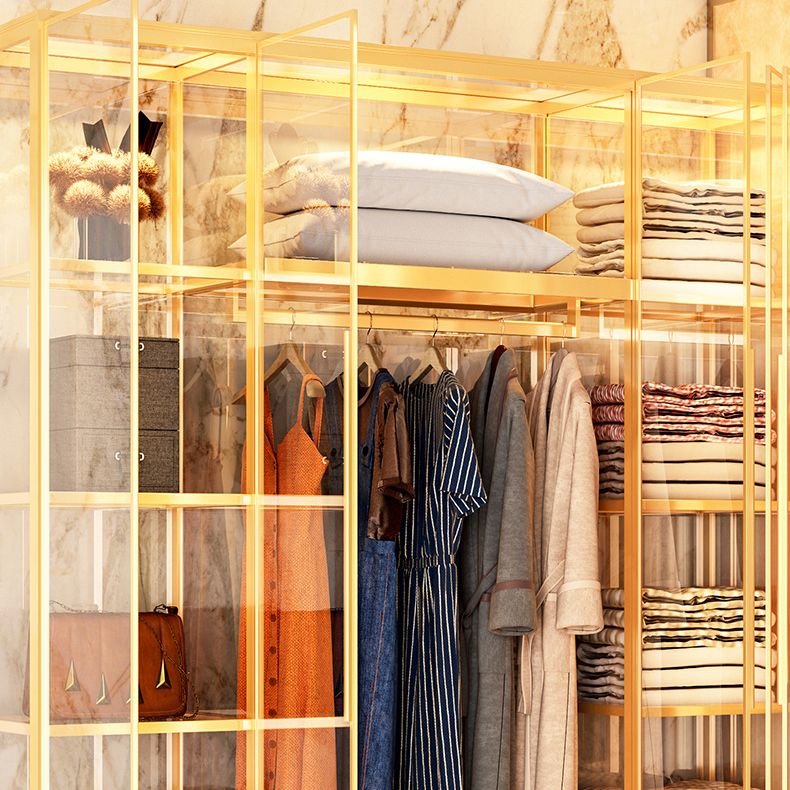 Metal Storage Cabinet with Glass Doors Contemporary Hinged Door Cabinet Clearhalo 'Armoires & Wardrobes' 'armoires_wardrobes' 'Bedroom Furniture' 'furn' 'furn_armoires_wardrobes' 'Furniture' 1200x1200_07912d64-7422-47e1-a82e-61194bfb55eb