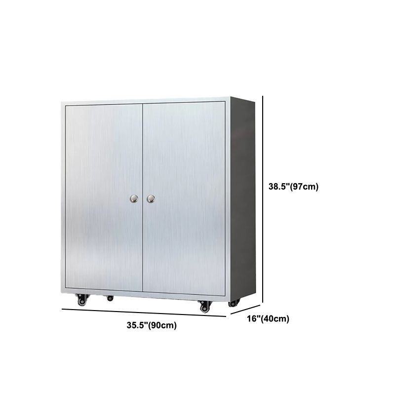 Chrome metalen dressoir met wielen moderne indoor dinerserver met kasten